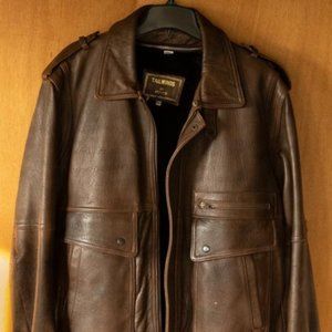 Tailwinds Made in Taiwan Brown 100% Leather Flight Bomber Jacket mens 44L
